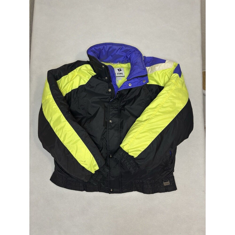 Vtg 90s White Stag Ski Graphics Down Jacket Men’s L Neon Colorblock Gorpcore